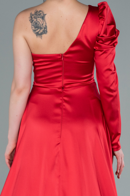 Abendkleid Satin Lang Rot ABU1715