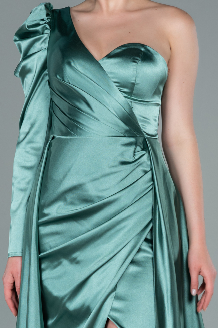 Minzgrün Abendkleid Satin Lang ABU1715