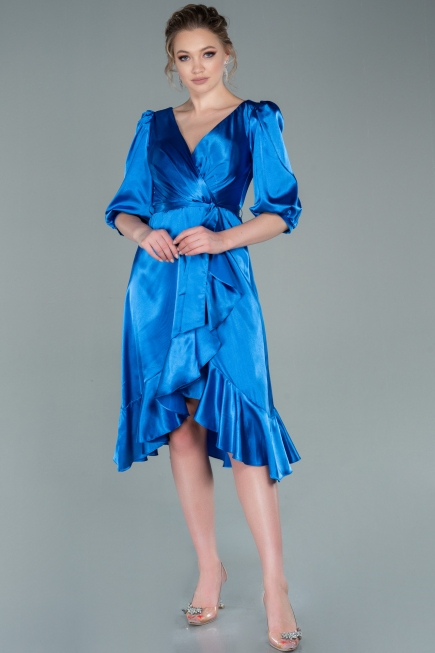 Partykleid Midi Satin Sächsischblau ABK1409