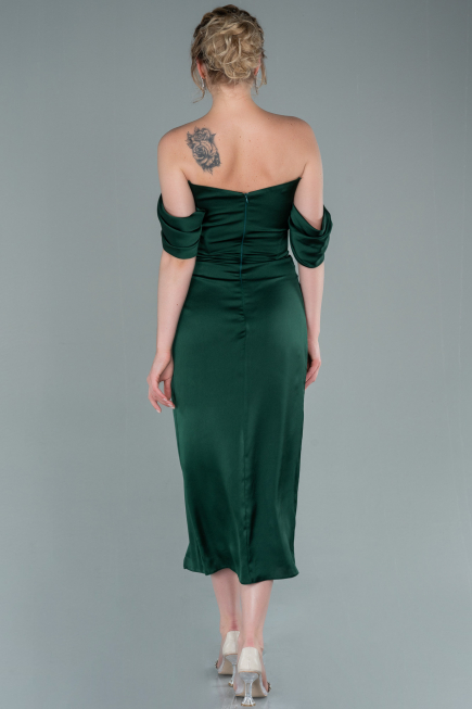 Partykleid Midi Satin Smaragdgrün ABK1404