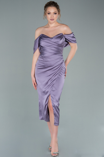 Partykleid Midi Satin Lila ABK1404