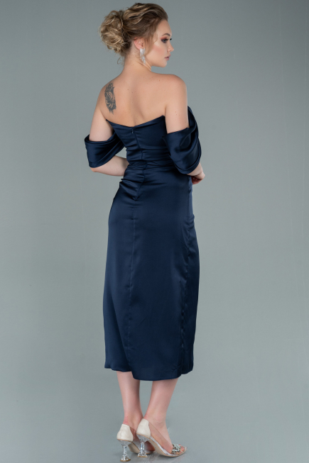 Partykleid Midi Satin Marineblau ABK1404