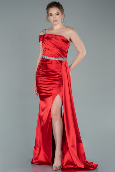 Abendkleid Lang Satin Rot ABU2363