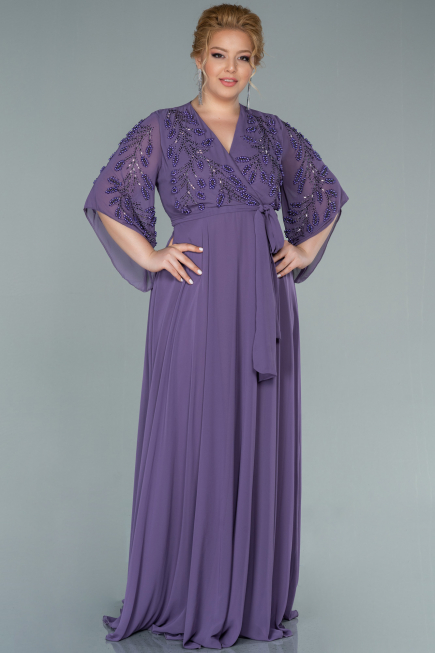 Lila Abendgarderobe İn Großen Größen Chiffon Lang ABU2071