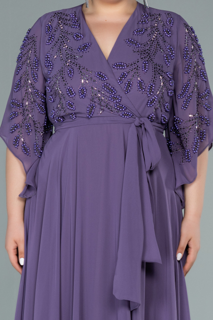 Lila Abendgarderobe İn Großen Größen Chiffon Lang ABU2071