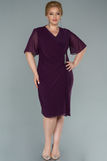 Pflaume Abendkleid Chiffon Kurz ABK1294