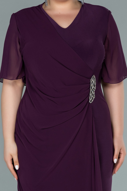 Pflaume Abendkleid Chiffon Kurz ABK1294