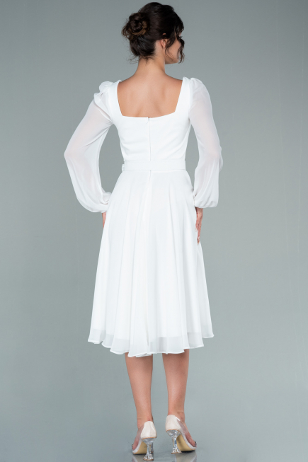 Partykleid Midi Chiffon Weiß ABK1441