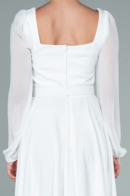 Partykleid Midi Chiffon Weiß ABK1441