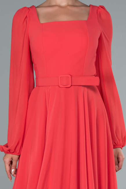 Partykleid Midi Chiffon Koralle ABK1441