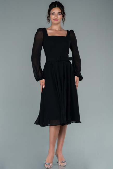 Partykleid Midi Chiffon Schwarz ABK1441