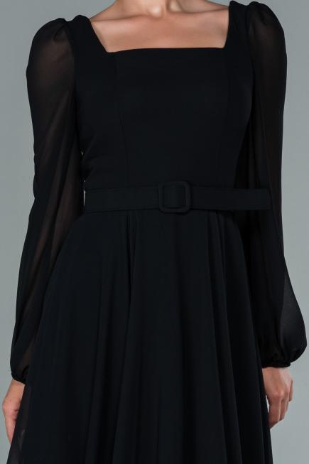 Partykleid Midi Chiffon Schwarz ABK1441