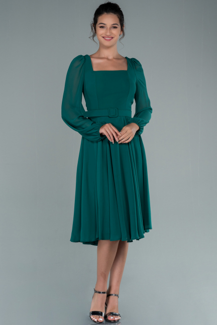 Partykleid Midi Chiffon Smaragdgrün ABK1441