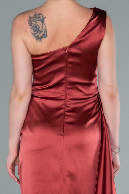 Zimtfarben Abschlusskleid Satin Lang ABU2173