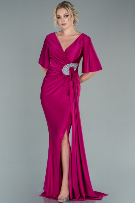 Abendkleid Lang Fuchsie ABU2443