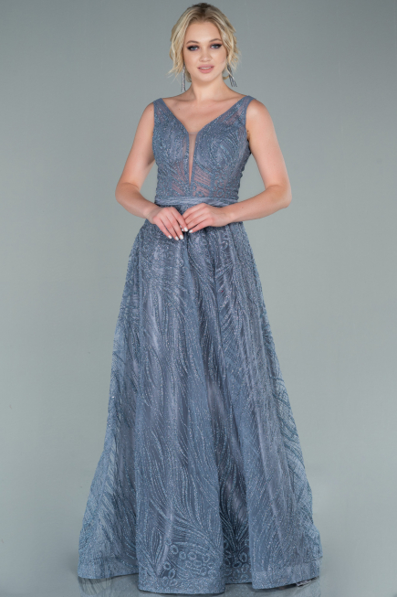 Grau Abendkleid Lang ABU2418