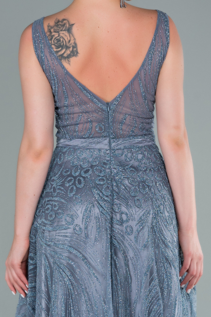 Grau Abendkleid Lang ABU2418