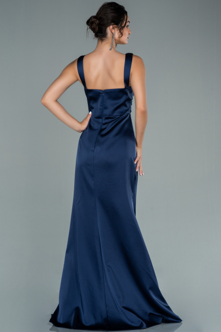Abschlusskleid Lang Satin Marineblau ABU2479