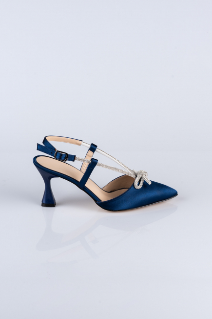 Party-Schuhe Satin Marineblau AB1084