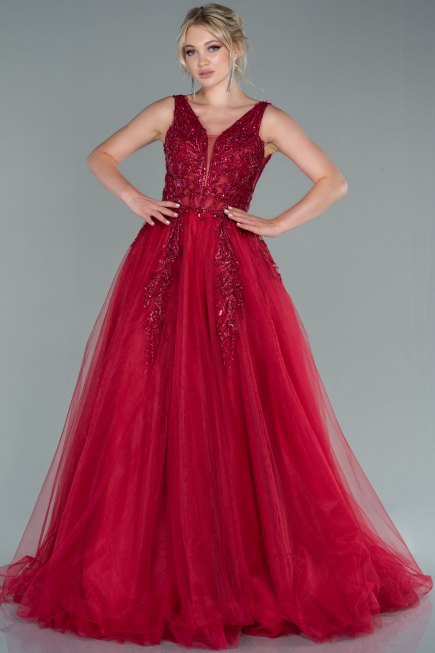 Abendkleid Lang Weinrot ABU2107