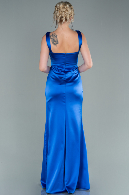 Abschlusskleid Lang Satin Sächsischblau ABU2479