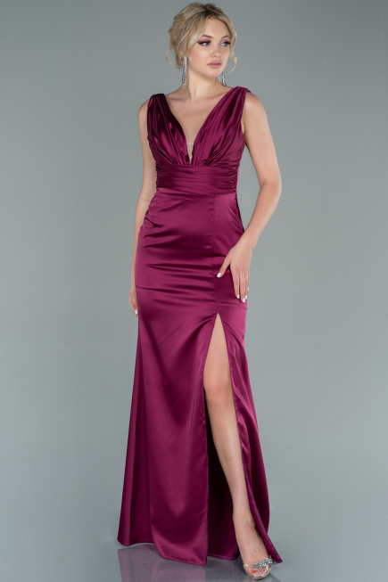 Abschlusskleid Lang Satin Kirschrot ABU2479