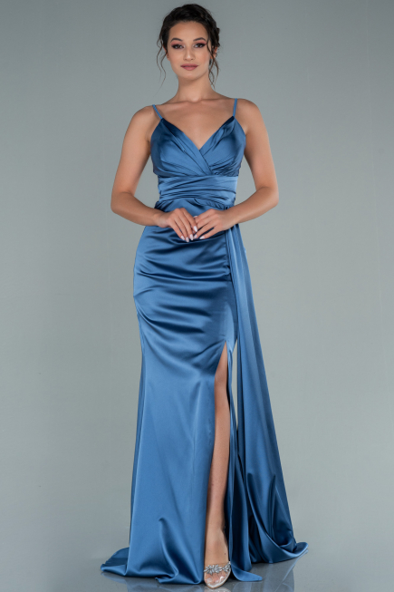 Verlobungskleid Lang Satin Indigo ABU2495