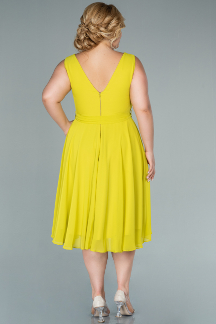 Kleider in Großen Größen Midi Chiffon Pistaziengrün ABK1467