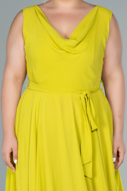Kleider in Großen Größen Midi Chiffon Pistaziengrün ABK1467
