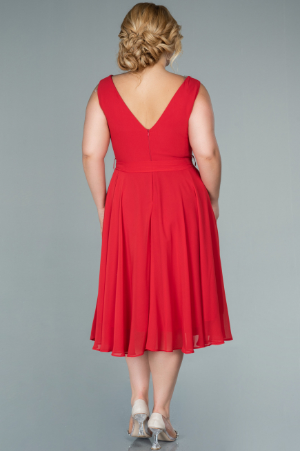 Kleider in Großen Größen Midi Chiffon Rot ABK1467