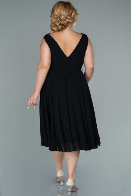 Kleider in Großen Größen Midi Chiffon Schwarz ABK1467