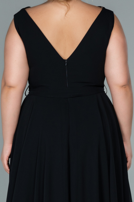 Kleider in Großen Größen Midi Chiffon Schwarz ABK1467