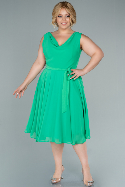 Kleider in Großen Größen Midi Chiffon Grün ABK1467