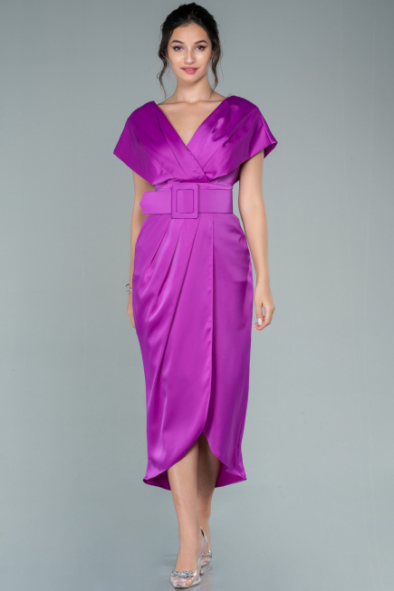 Fuchsie Partykleid Satin Kurz ABK1107