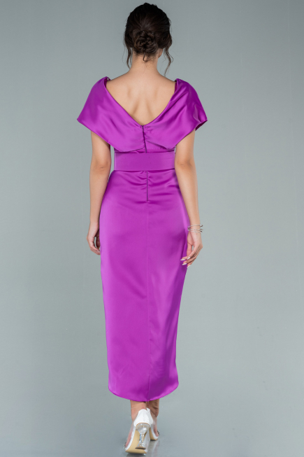 Fuchsie Partykleid Satin Kurz ABK1107
