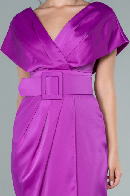 Fuchsie Partykleid Satin Kurz ABK1107