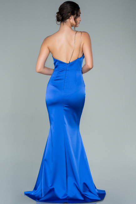 Abschlusskleid Lang Satin Sächsischblau ABU2518