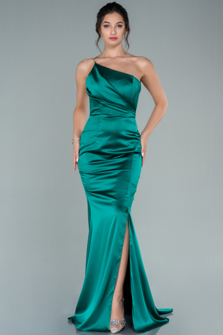 Abschlusskleid Lang Satin Smaragdgrün ABU2518