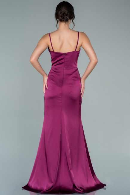 Abschlusskleid Lang Satin Kirschrot ABU1938