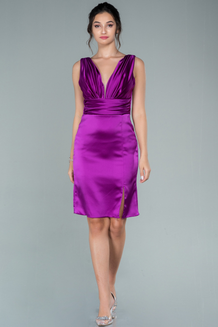 Violett Partykleid Satin Kurz ABK1444