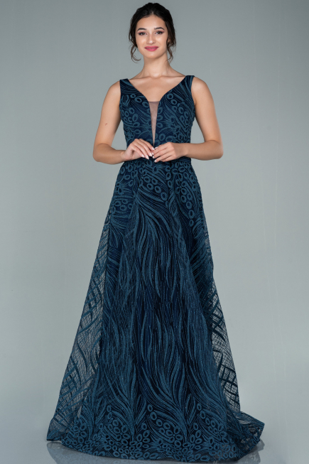Abendkleid Lang Marineblau ABU2418