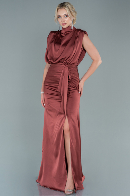 Abendkleid Lang Satin Zimtfarben ABU2133