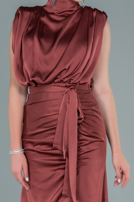 Abendkleid Lang Satin Zimtfarben ABU2133