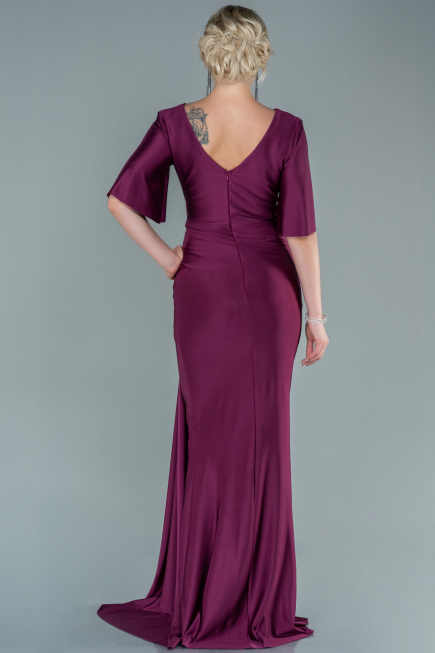 Kirschrot Abendkleid Lang ABU2443