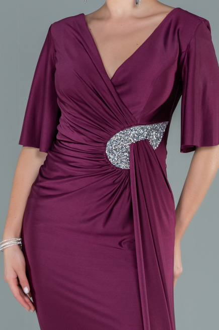 Kirschrot Abendkleid Lang ABU2443