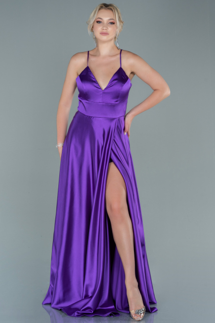 Violette Abendkleid Satin Lang ABU1458