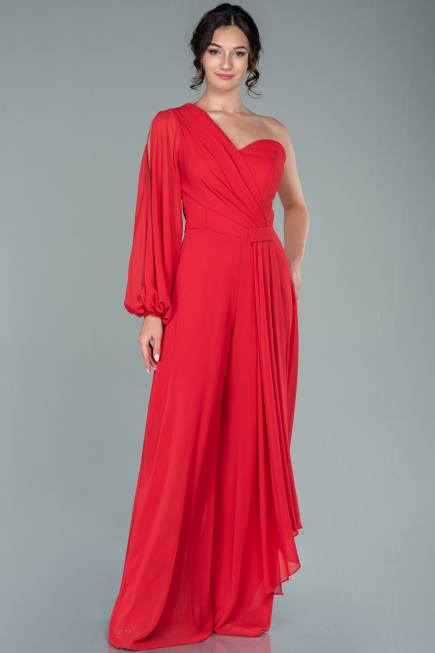 Partykleid Lang Chiffon Rot ABT078