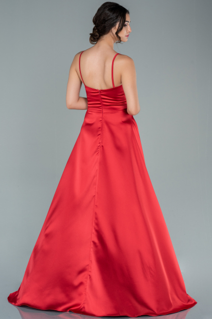 Abschlusskleid Lang Satin Rot ABU2375