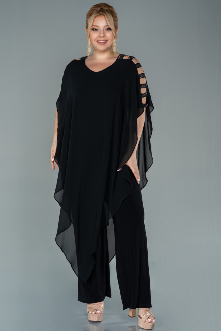 Abendgarderobe in Großen Größen Chiffon Schwarz ABT080