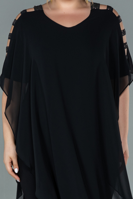 Abendgarderobe in Großen Größen Chiffon Schwarz ABT080